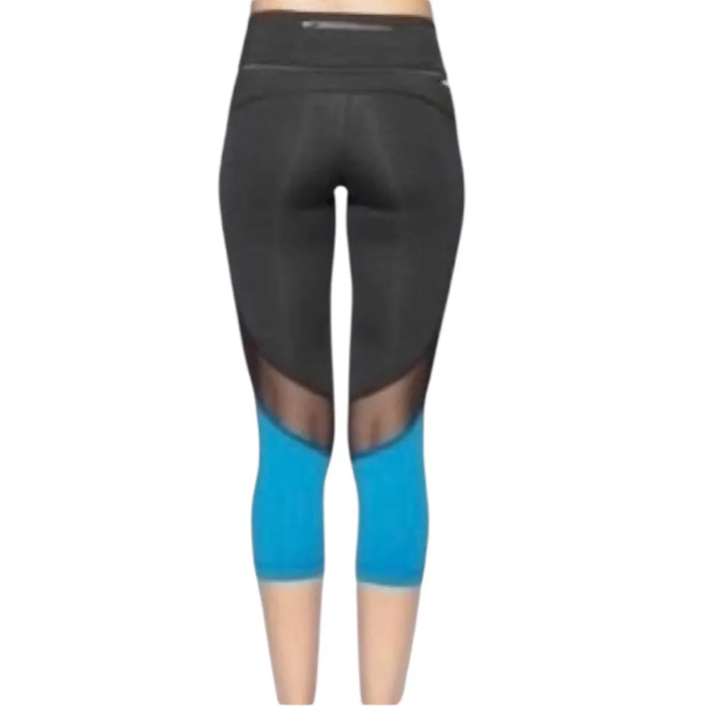 Alala Captain Black and Blue Crop Tights Mesh Detail Leggings XS - Image 2