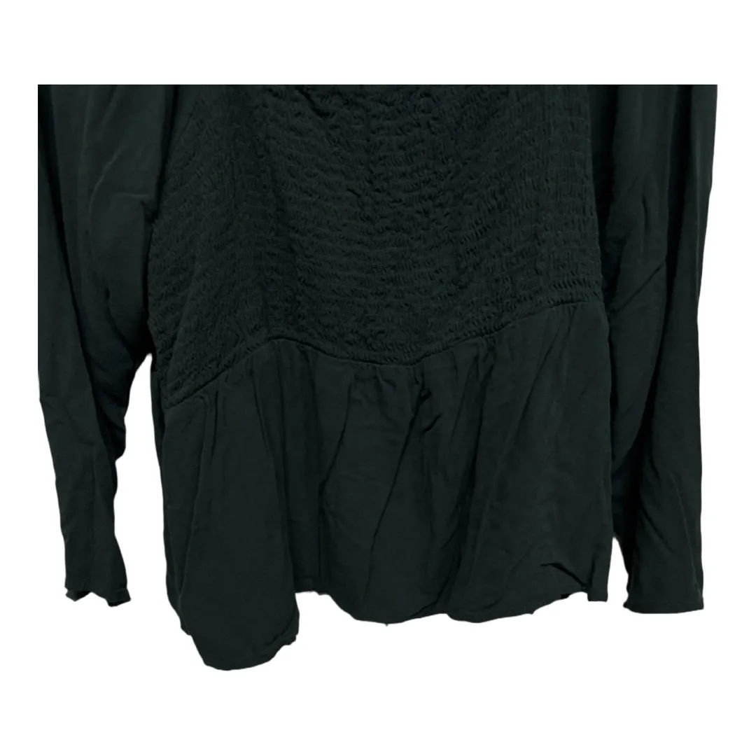 Old Navy smocked crepe top in green long sleeves size XL Prep Autumn Boho - Image 3