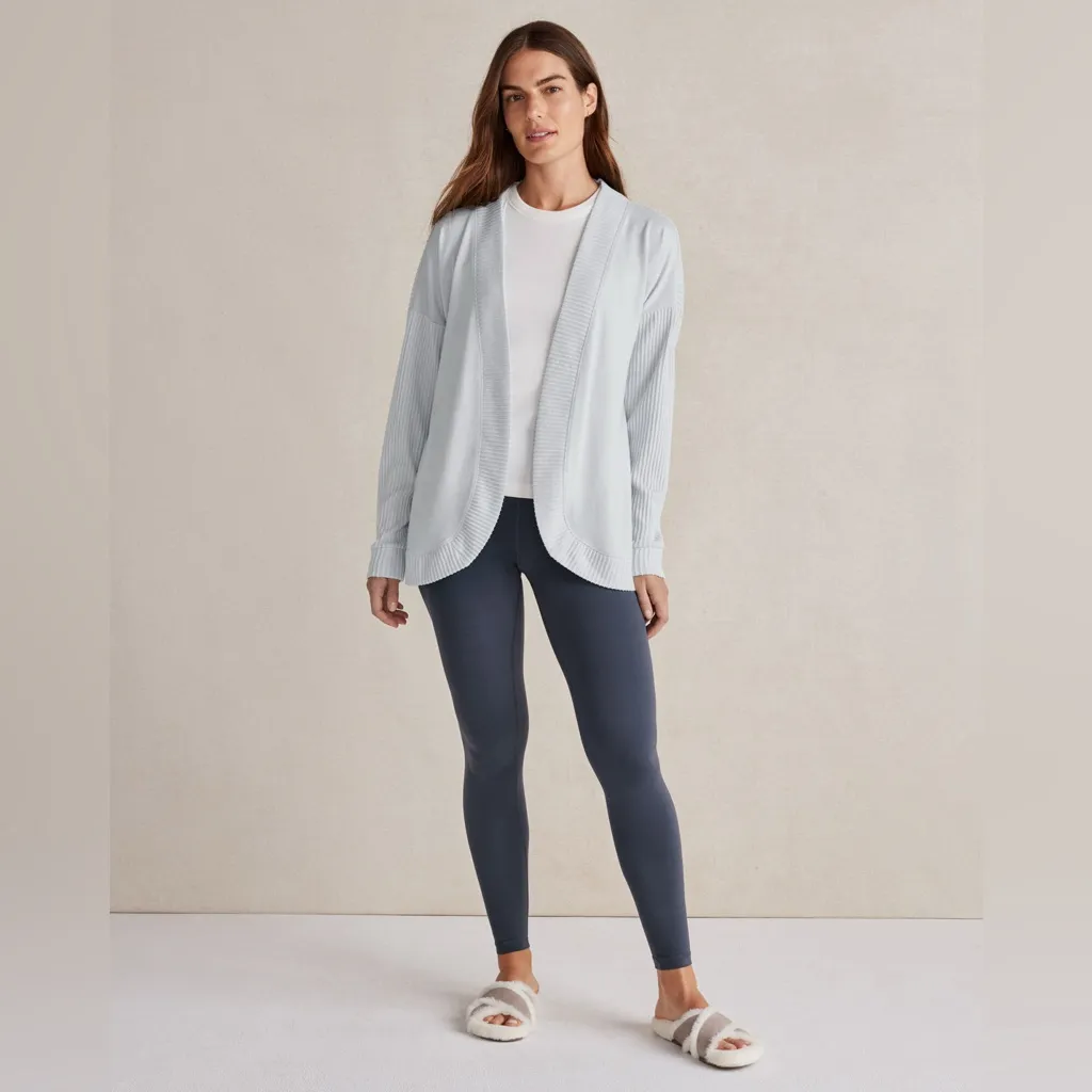 Haven Well Within Sweater Knit‎ Cardigan Womne's XL Pale Blue Athleisure Comfy - Image 2