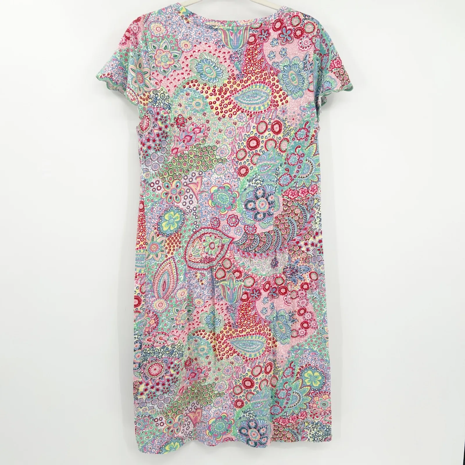 Talbots Womens Retro‎ Paisley Print Cotton T-Shirt Shift Dress Size M Multicolor - Image 6