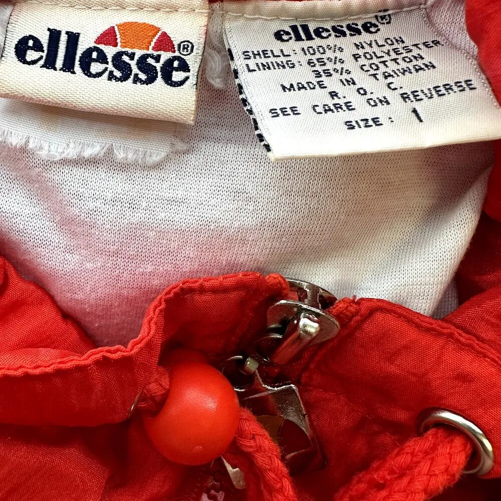 Vintage Ellesse Track Suit Set Zip Up Jacket Jogger Pocket Snap Orange 1 XS - Image 4