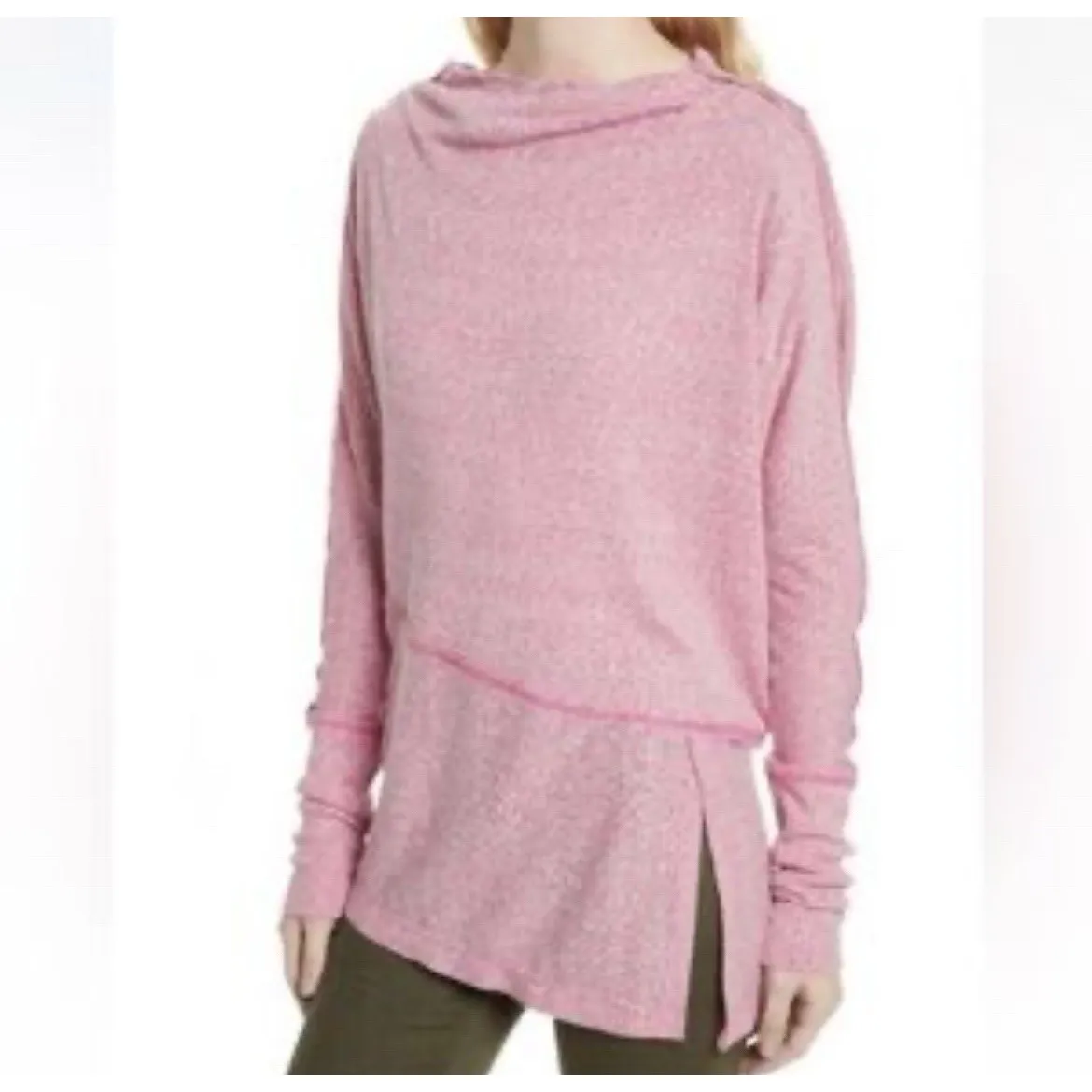 Free People‎ Londontown Top Women Small Pink Long Sleeve Asymmetrical Oversized - Image 3
