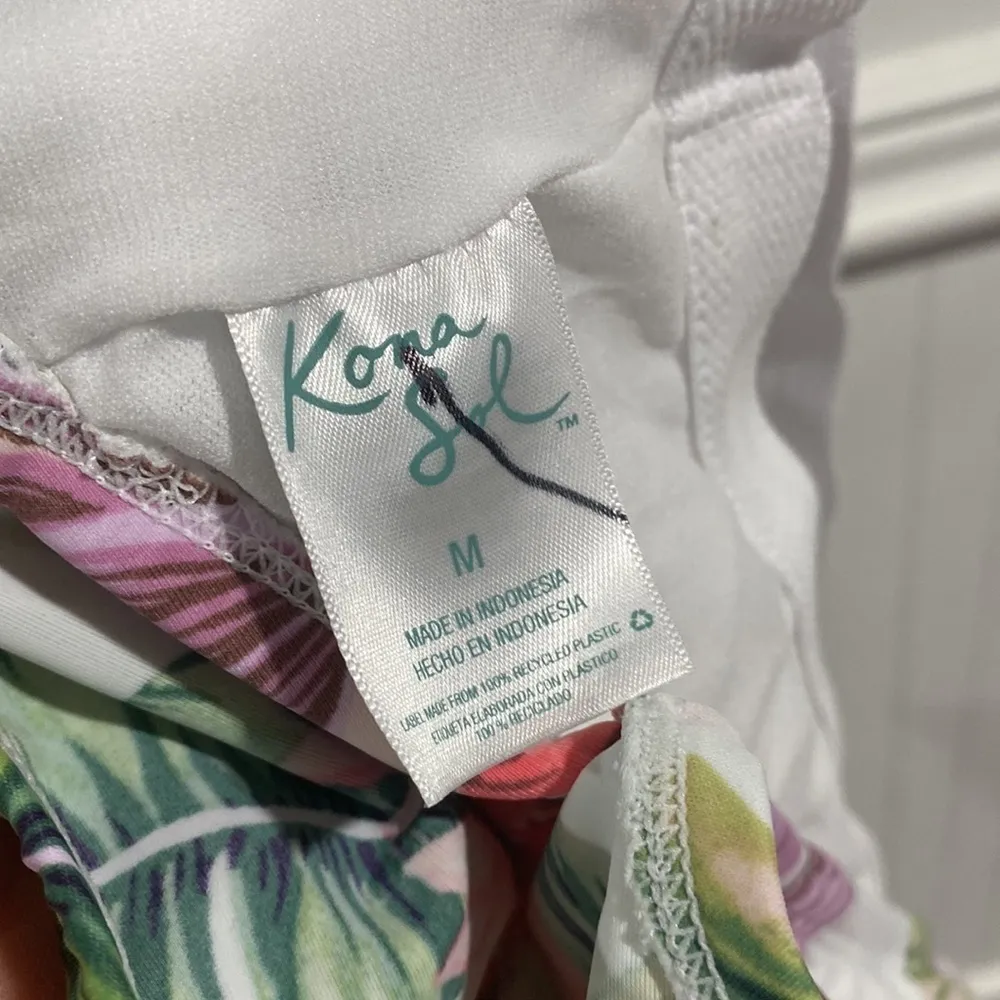 Kona Sol swimsuit‎ Off Shoulder Flounce High Coverage One Piece Tropical - Image 6