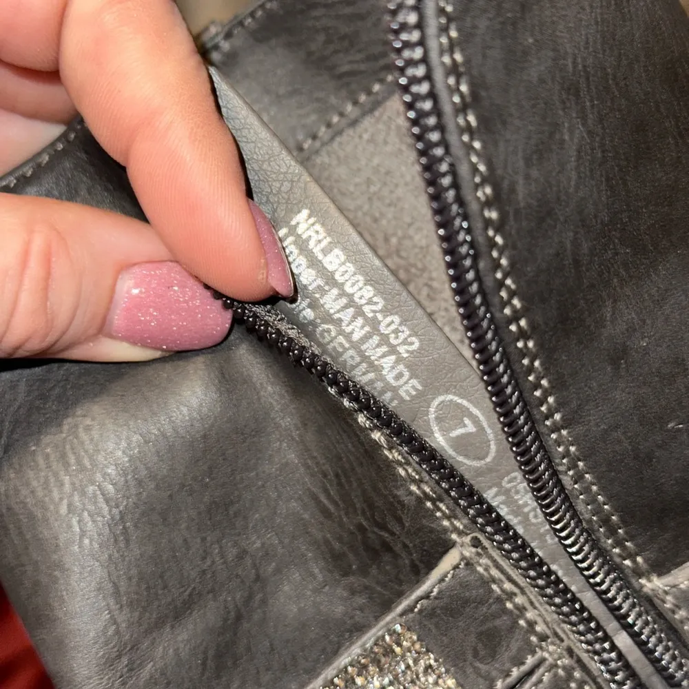 Not Rated Black Rhinestone Ankle Boots Booties - Image 5