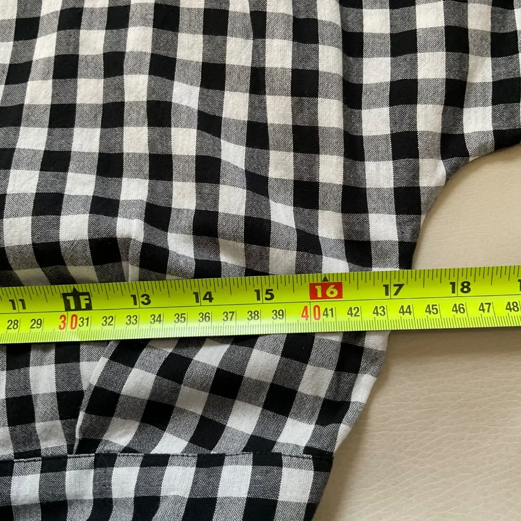 NWT Sezane MARIELLE midi DRESS Black White cotton gingham plaid 36SZ4 bust34 - Image 6