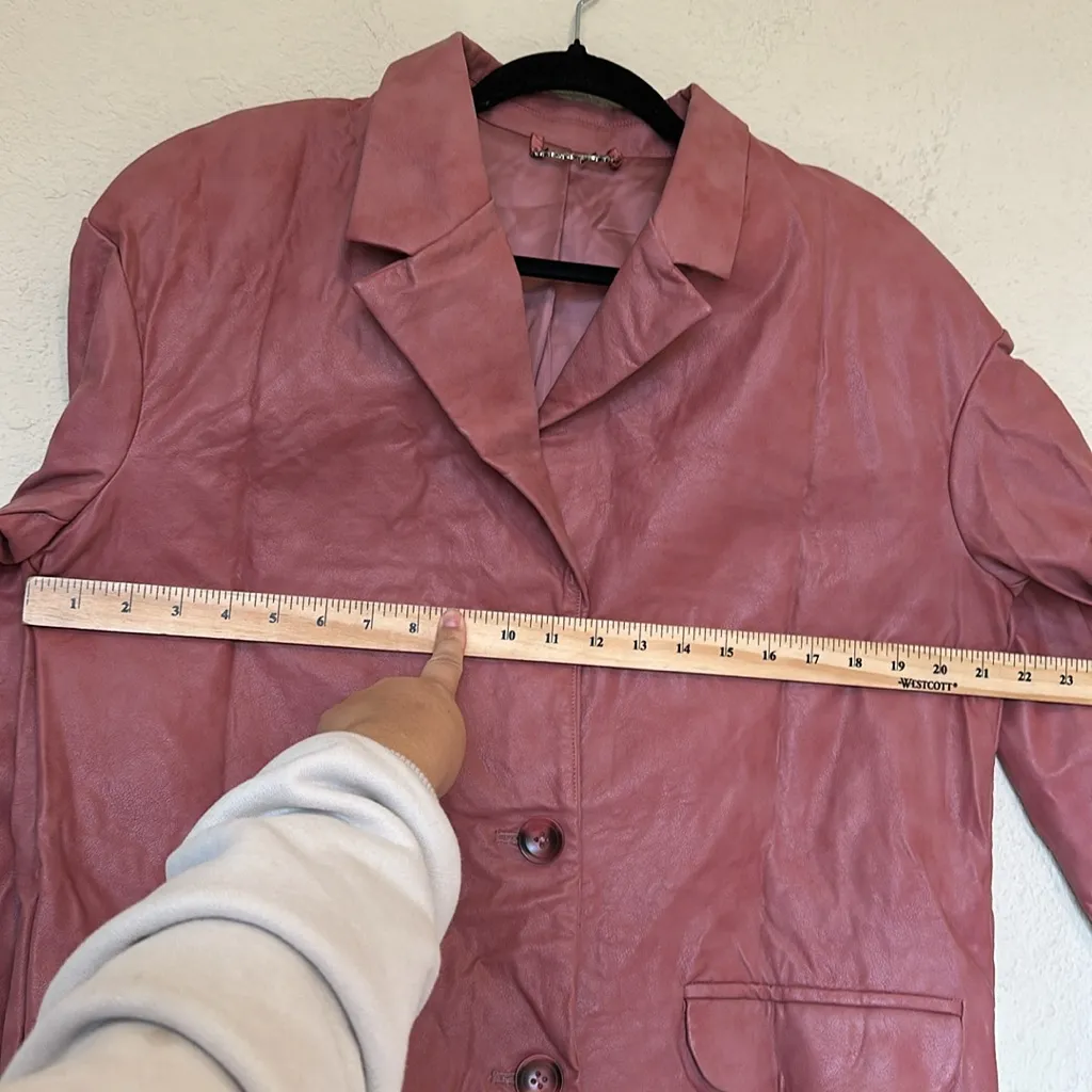 HOUSE OF CB 'Kiera' Warm Pink Vegan Leather Oversized Blazer NWOT size‎ M - Image 8