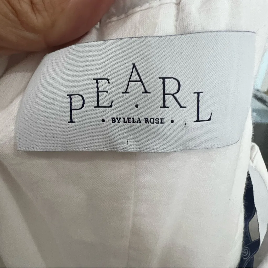 PEARL‎ by Lela Rose button front poplin dress with collar White Women’s SIZE 6 - Image 6
