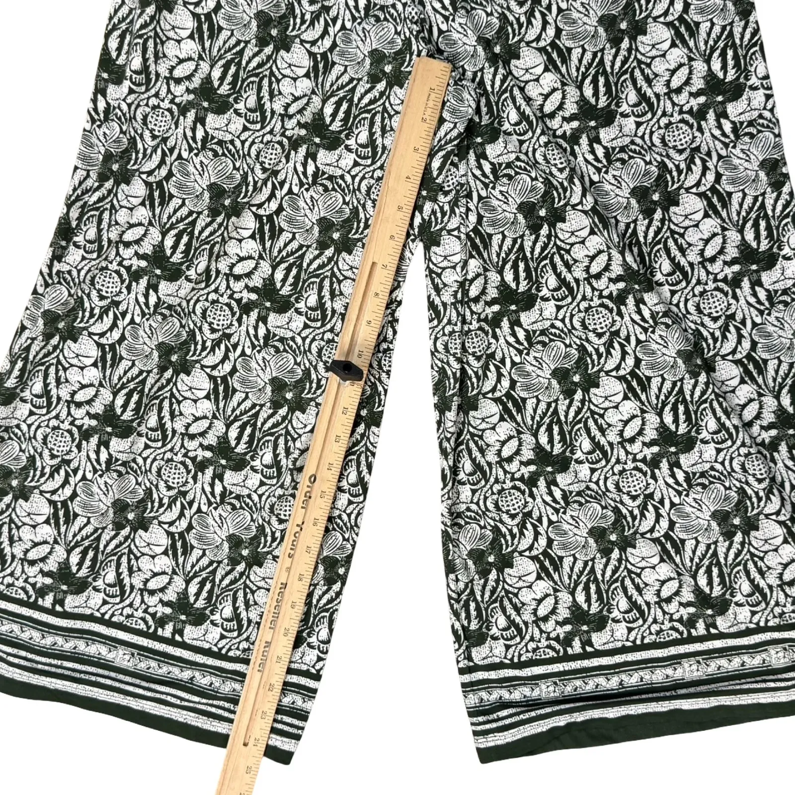 Max Studio Green White Floral Wide Leg Elastic Waist Sleeveless Jumpsuit Size L - Image 6