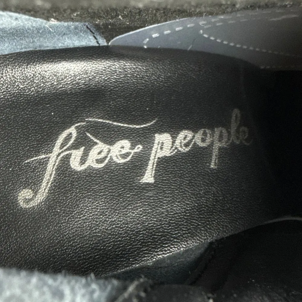 Free People Naomi Women's Black Leather Square Toe Block Heel Zip Ankle Boots 8 - Image 8