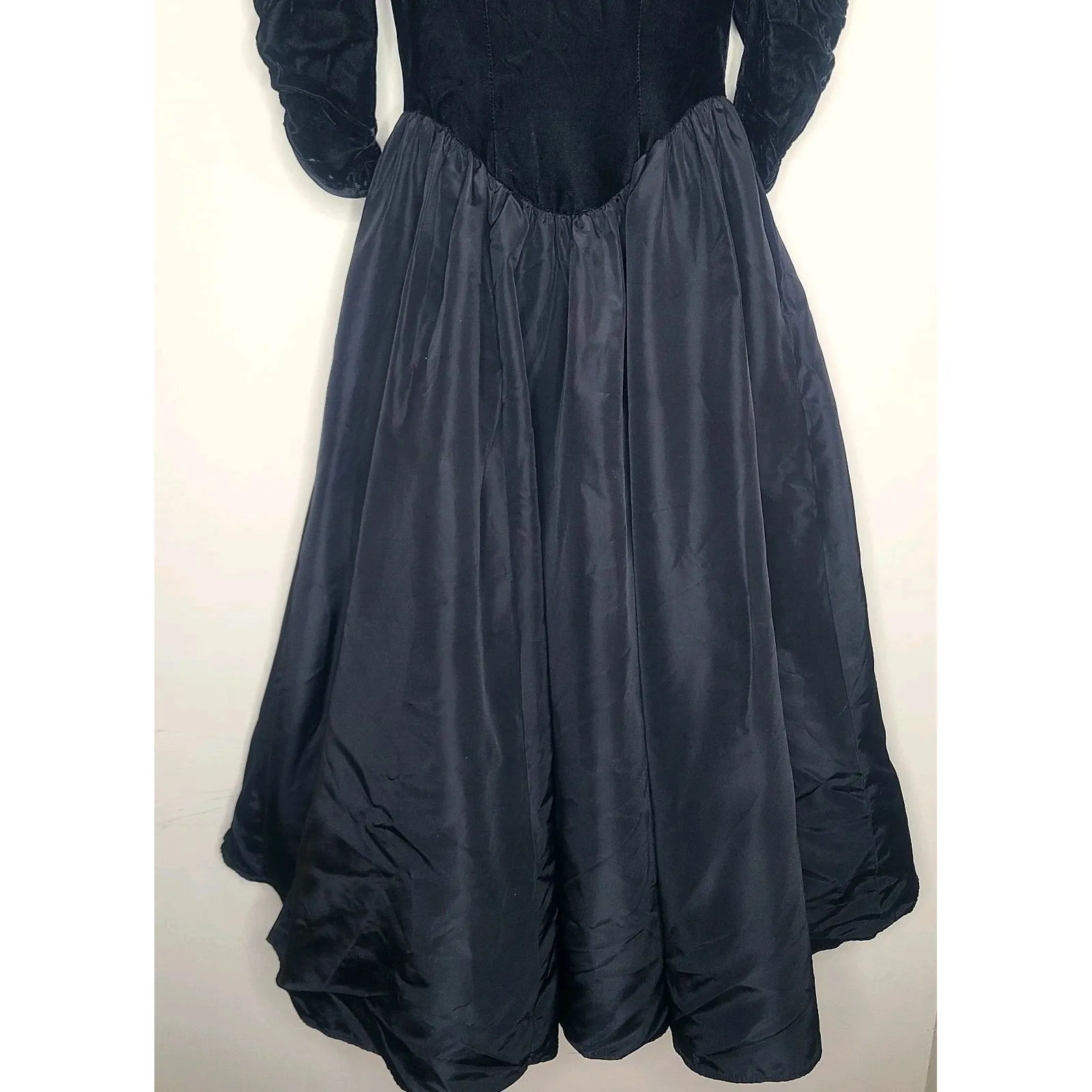 Vintage 80s‎ Gunne Sax Dress Black Jessica McClintock Velvet Taffeta USA Size 3 - Image 3