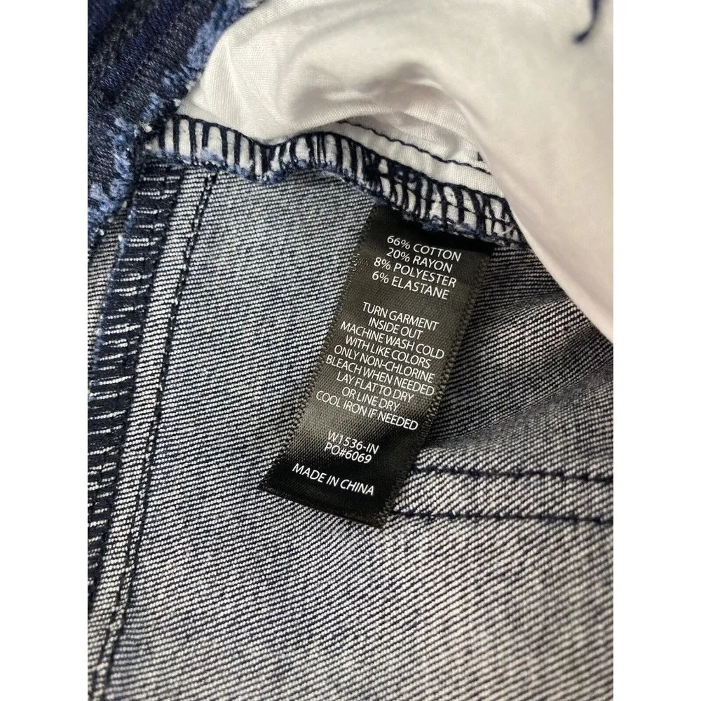 Betabrand Dark Wash Elastic Waistband Pull On Womens PM Straight Leg Yoga Jeans - Image 5