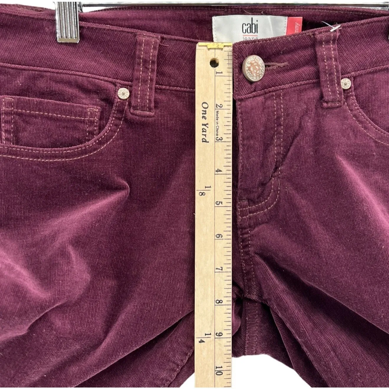 Cabi Corduroy Jeans Womens 4 Burgundy Red Skiny Stretch Career Casual #3197 - Image 7