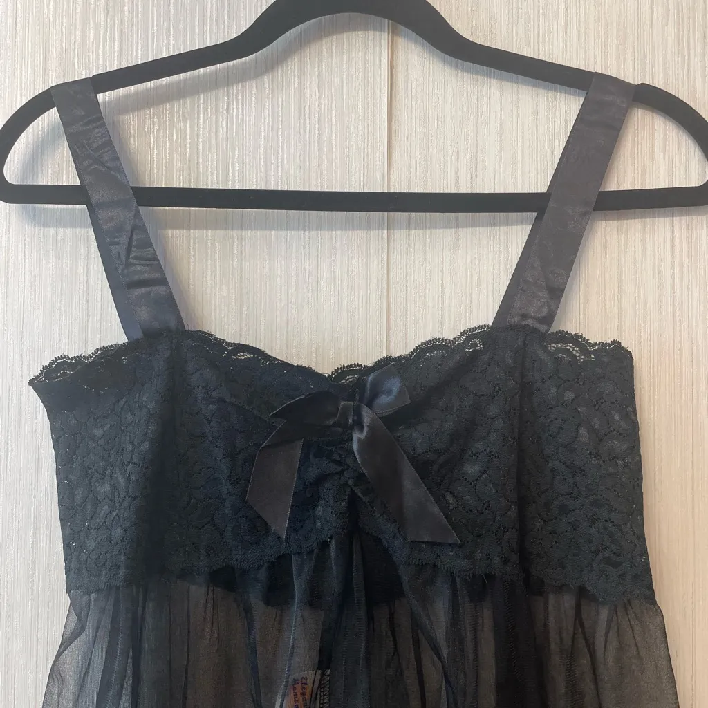 Elegant Moments Sheer Lace Babydoll Lingerie - Image 4