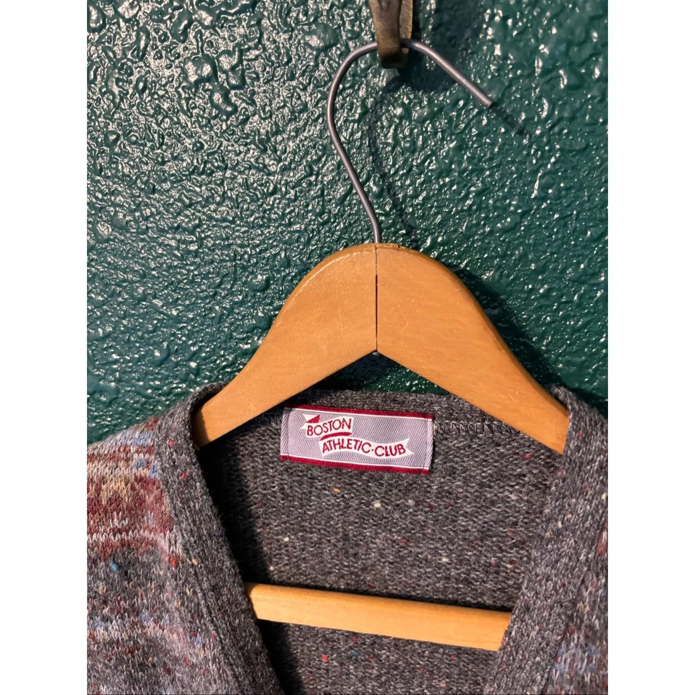 Vintage Boston Athletic Club Printed Knjt Sweater Vest Sz Small - Image 2