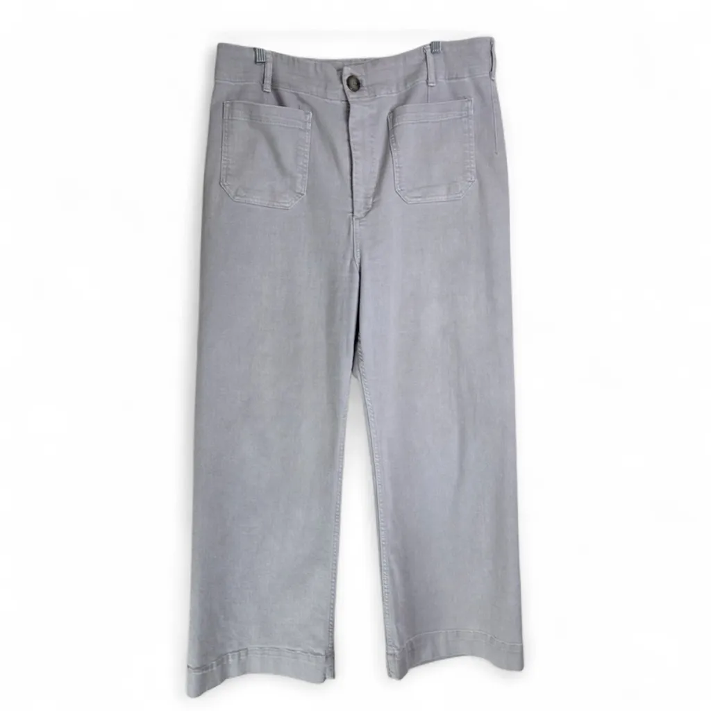 Anthro Maeve Colette Wide Leg Crop Pants 33P Gray Denim Jeans - Image 4