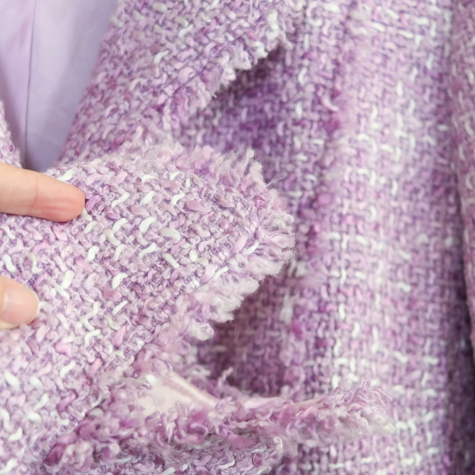 Lillie Rubin Vintage Tweed Bouclé Blazer Jacket Women's 14 Lavender Wool Purple - Image 11