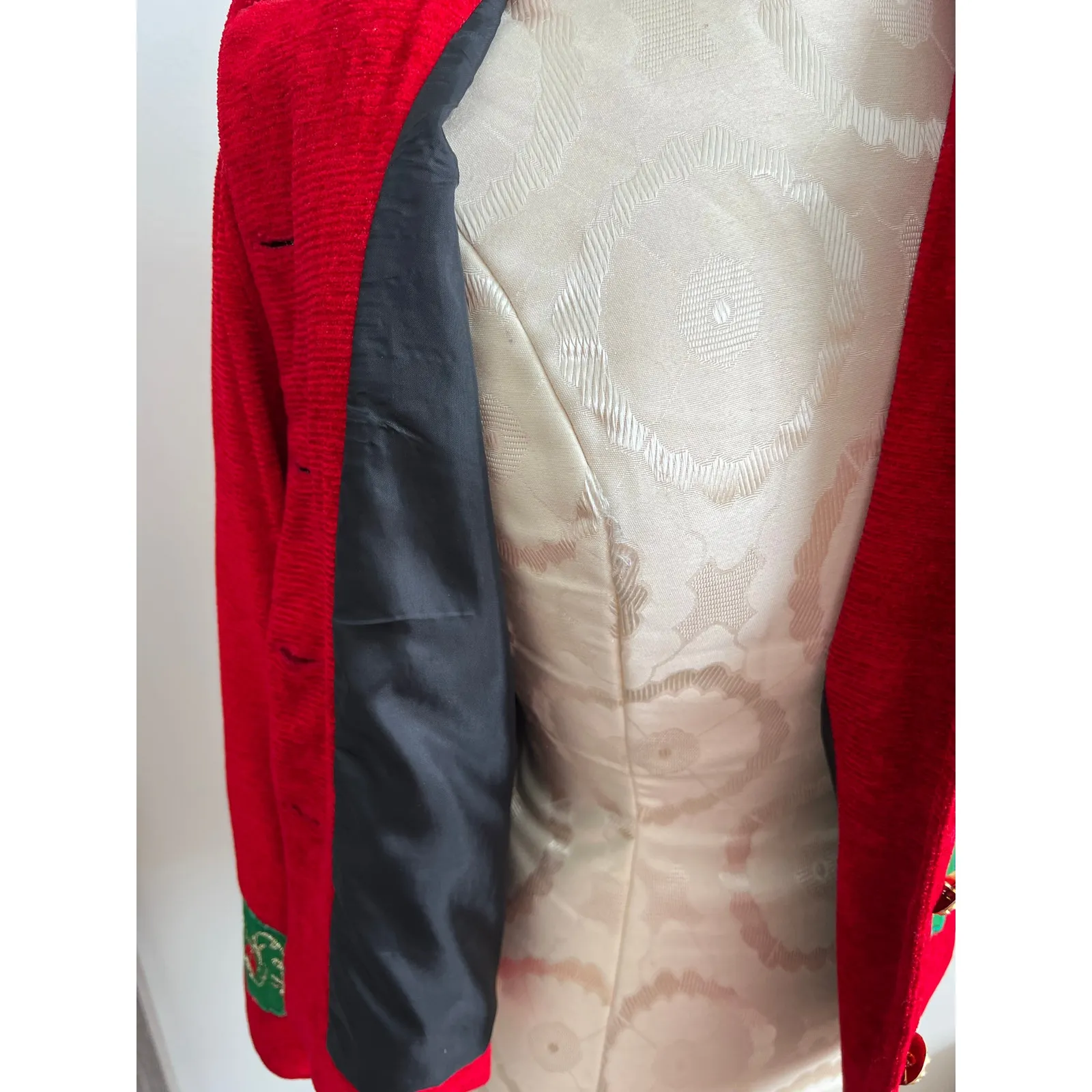 Anage Christmas Holiday Vintage Button Up Blazer Jacket Small Red - Image 6