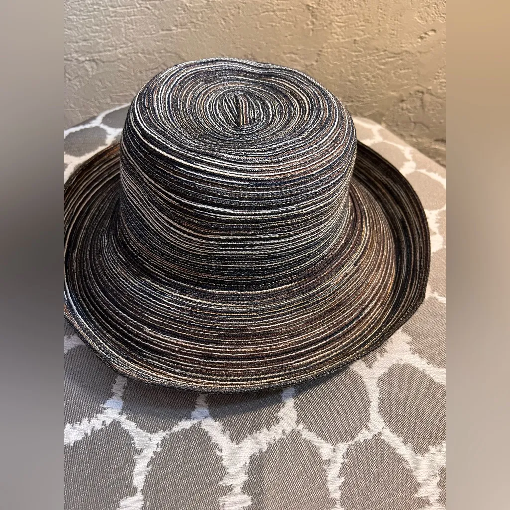 Kooringal Striped Black Brown Taupe Women's Hat made in Australia sized 58cm - Image 10