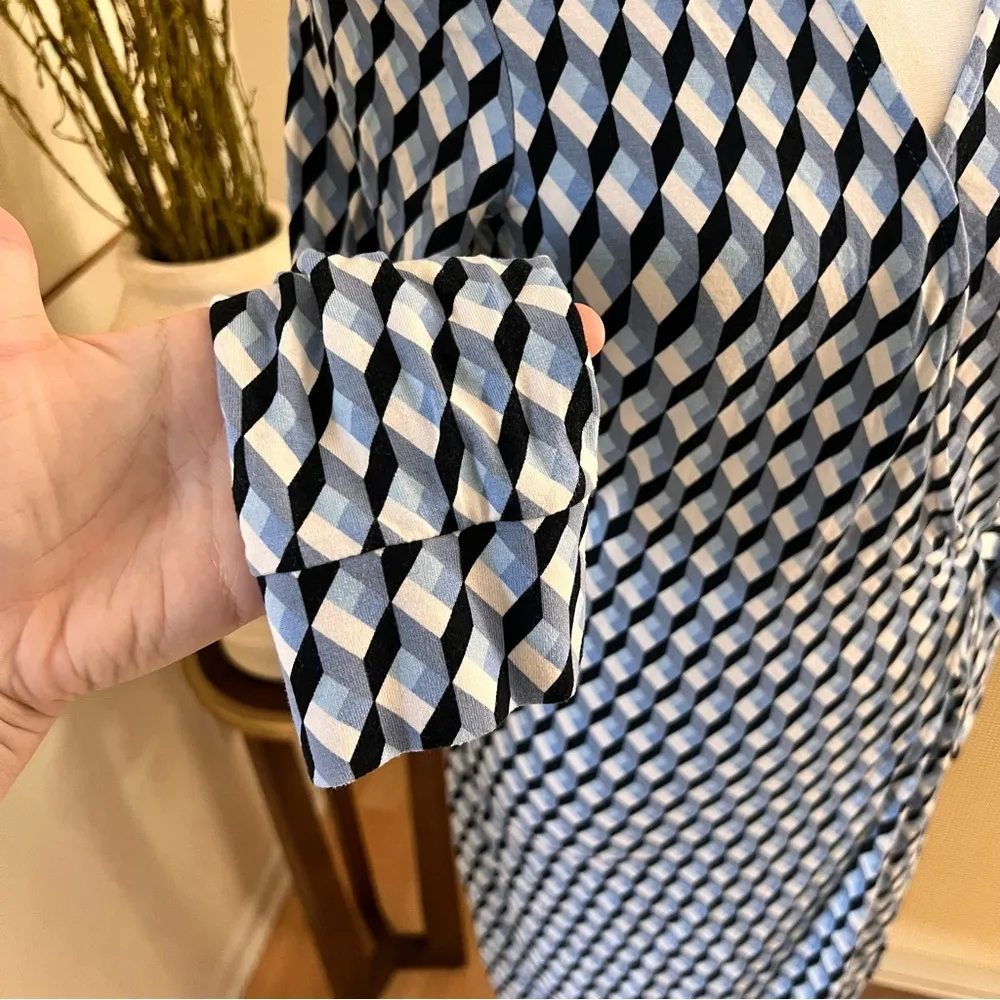 Diane Von Furstenberg New Julian Two HRQIV Harlequin Ivory Wrap Dress Size Small - Image 8