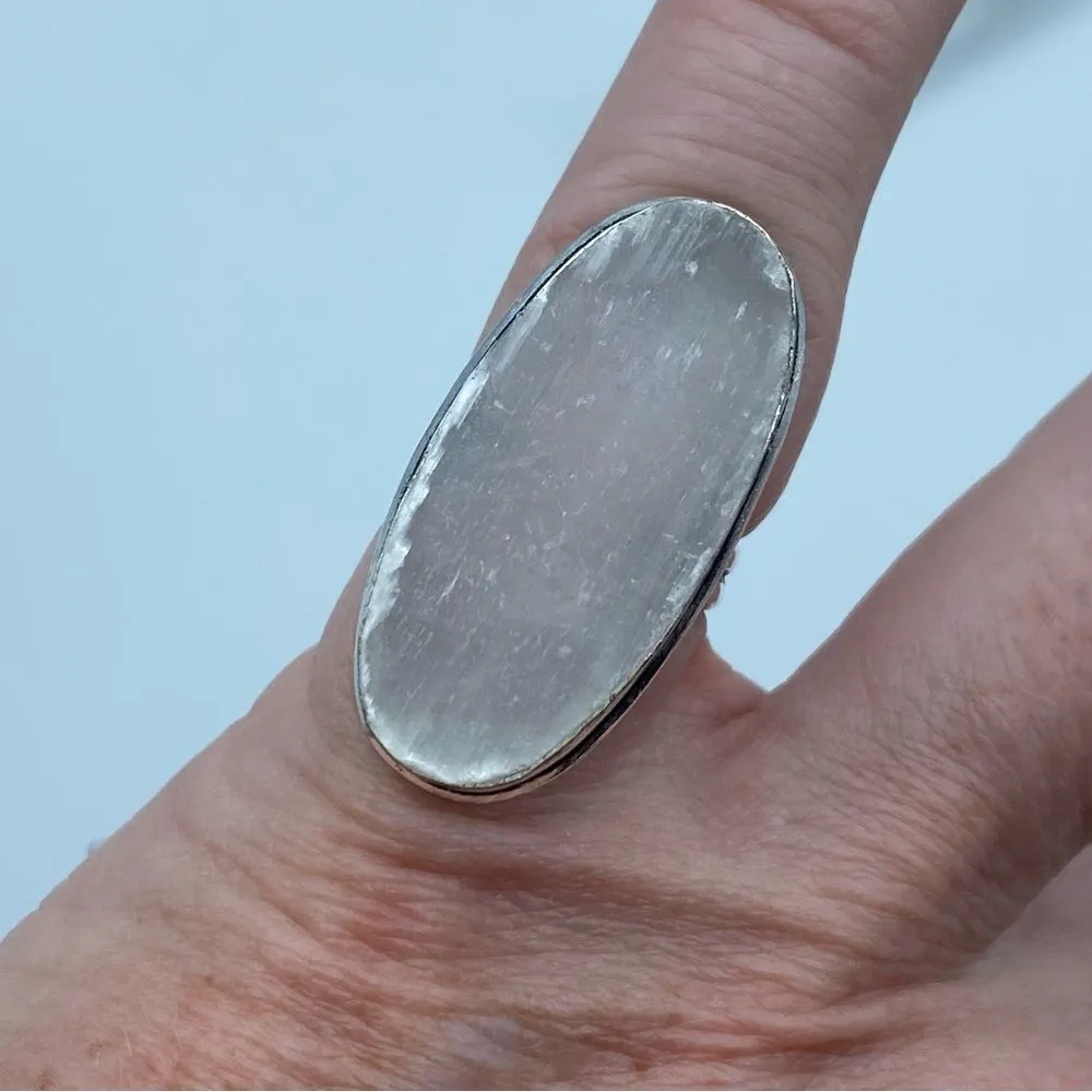 Selenite Sterling Silver Ring Size 5.5 - Image 9