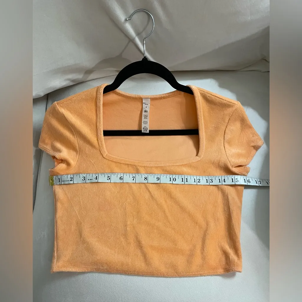 Alo Yoga NWOT Terry Beachside Short Sleeve Crop Top Cantaloupe Size S - Image 6
