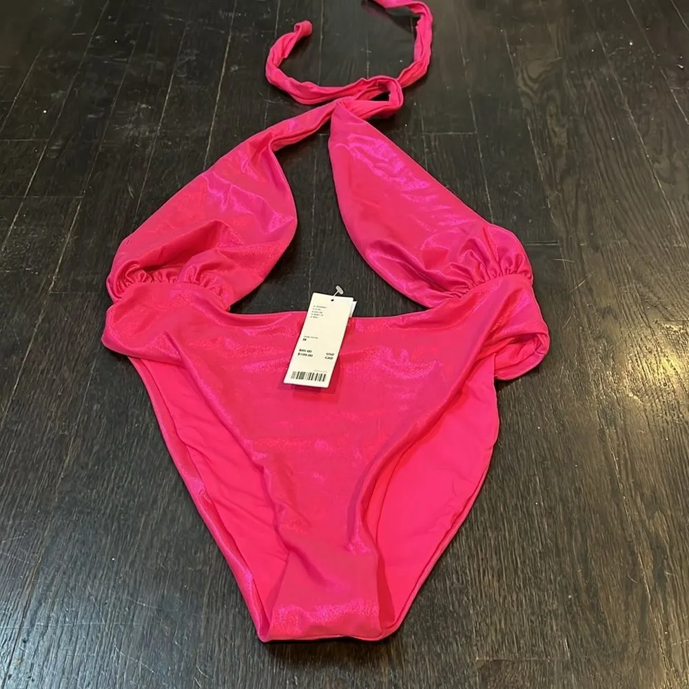 NWT Out From Under Marina Pink Metallic One-Piece Festival Swimsuit (M) - Image 6