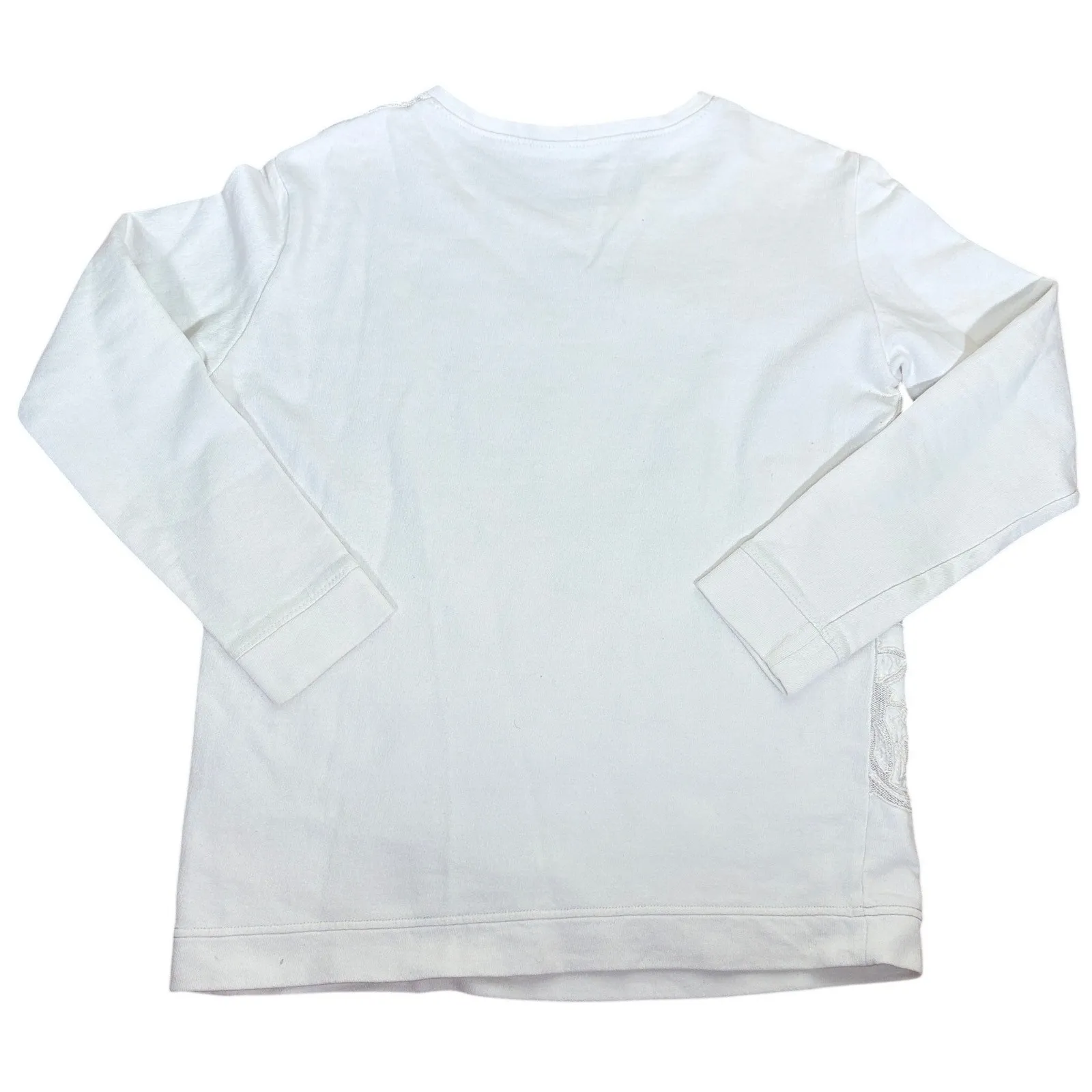 Roberto Cavalli White Lace Embellished Crewneck Sweatshirt Top Size 44 US 10 - Image 2