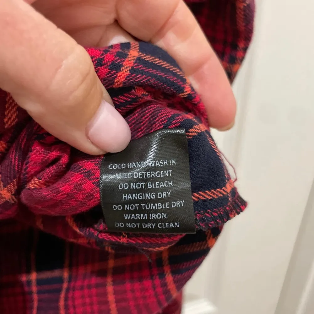 Vici Red & Pink Plaid Long Sleeve Button Down Top Medium - Image 6