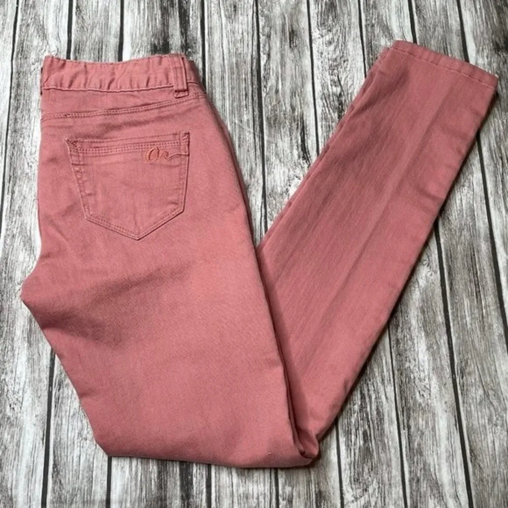 American Rag Cie Low Rise Dusty Rose Soft Pink Skinny Jeans 1 Regular 1R Stretch - Image 3