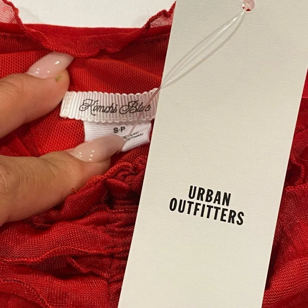 NWT Urban Outfitters Kimchi Blue Red Ruffle Mesh Corset Tank Top Small - Image 4