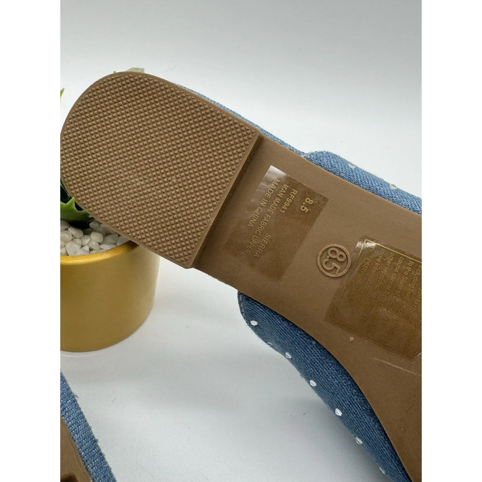 Cape Robbin Flat Mule  Rhinestone Stud Detail Pointed Toe Slip On Flats 8.5 - Image 5