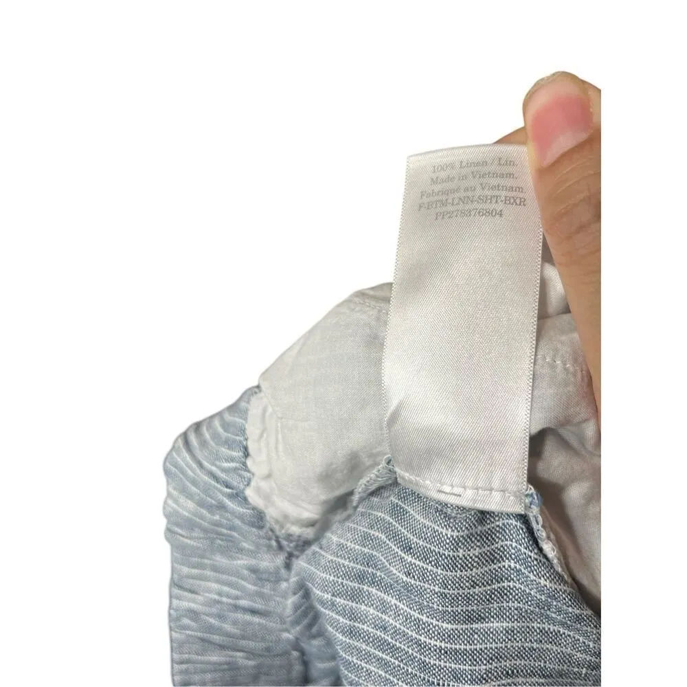 Everlane  Linen Blue White Striped Pull On Shorts Size S - Image 7