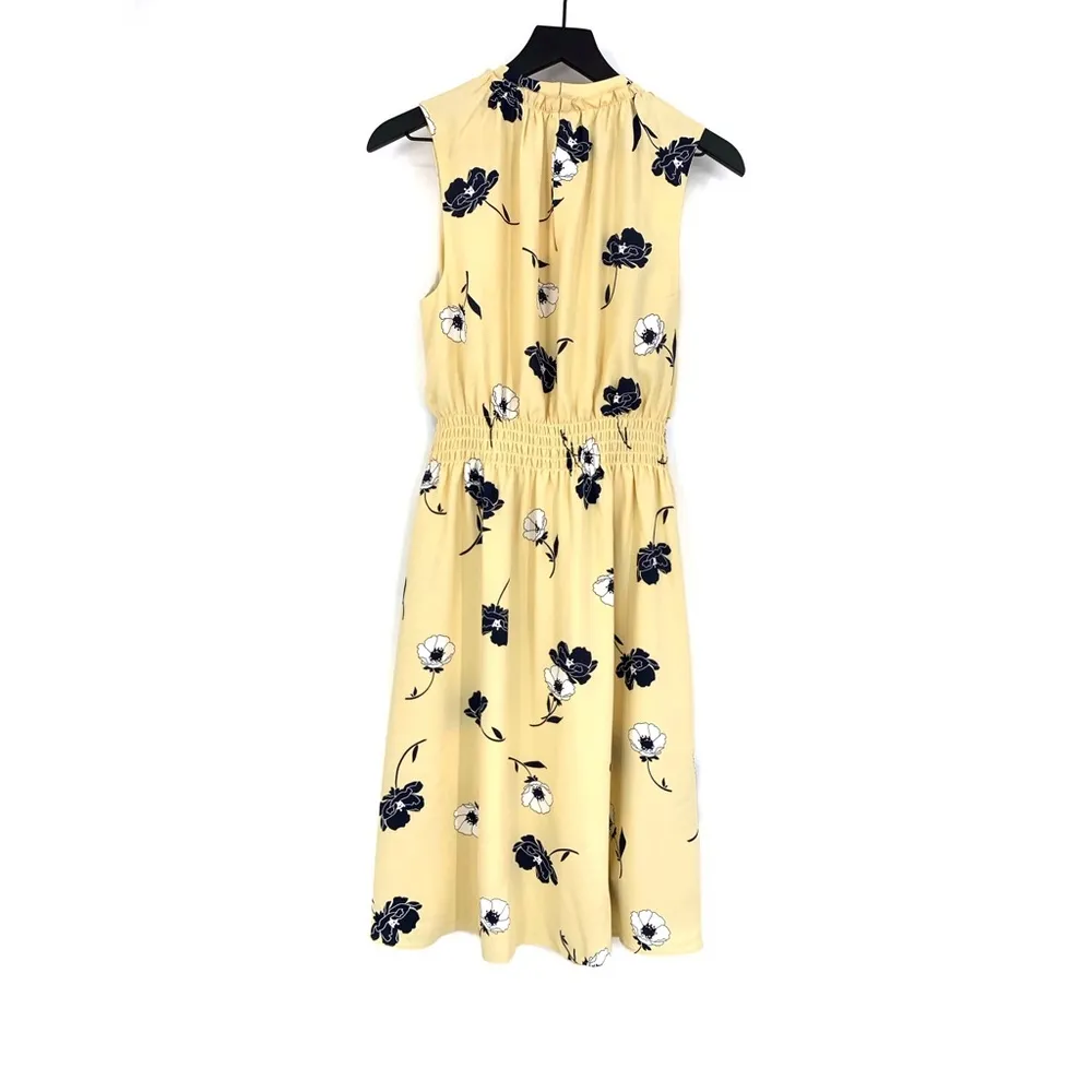 NWT ANN TAYLOR Sleeveless Floral Knee Length Dress Yellow White Black M - Image 6