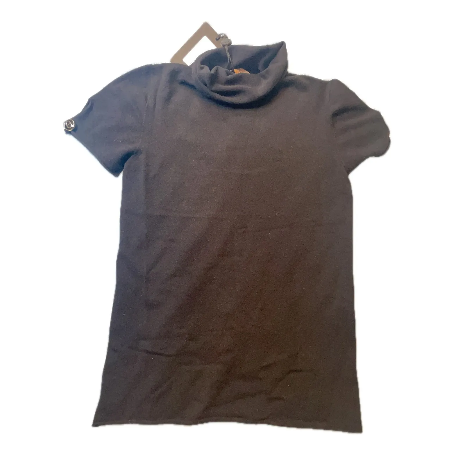 TWINSET Milano Black Short Sleeve Turtleneck Sweater Top Size Xs NWT - Image 2