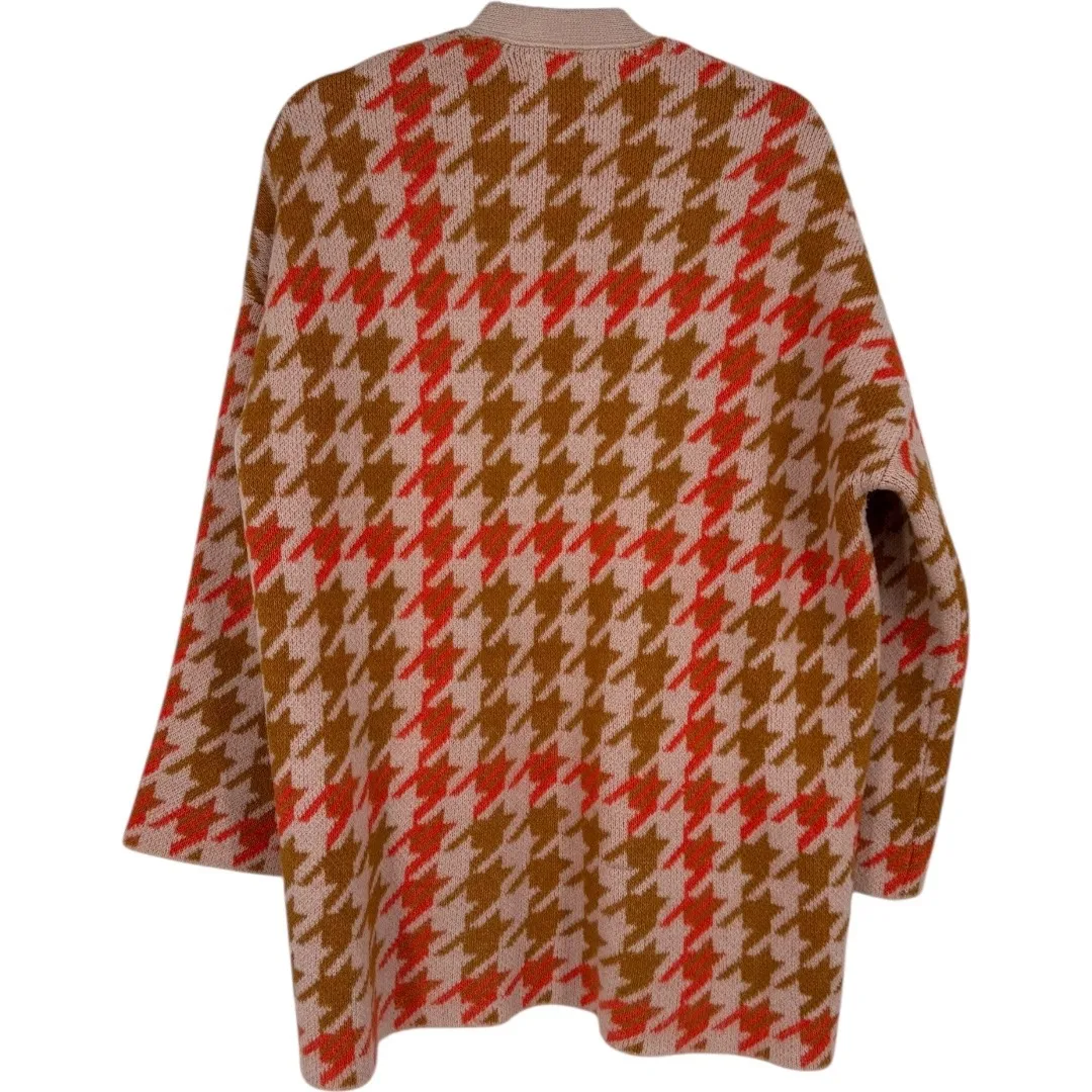 Anthropologie Edith Houndstooth Open Front  Knit Cardigan‎ Sweater Size Small - Image 5