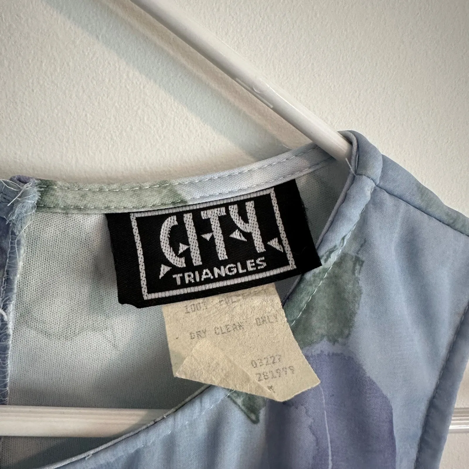 Vintage 90's City Triangles Blue Floral Maxi Dress Women's Medium Sleeveless - Image 4