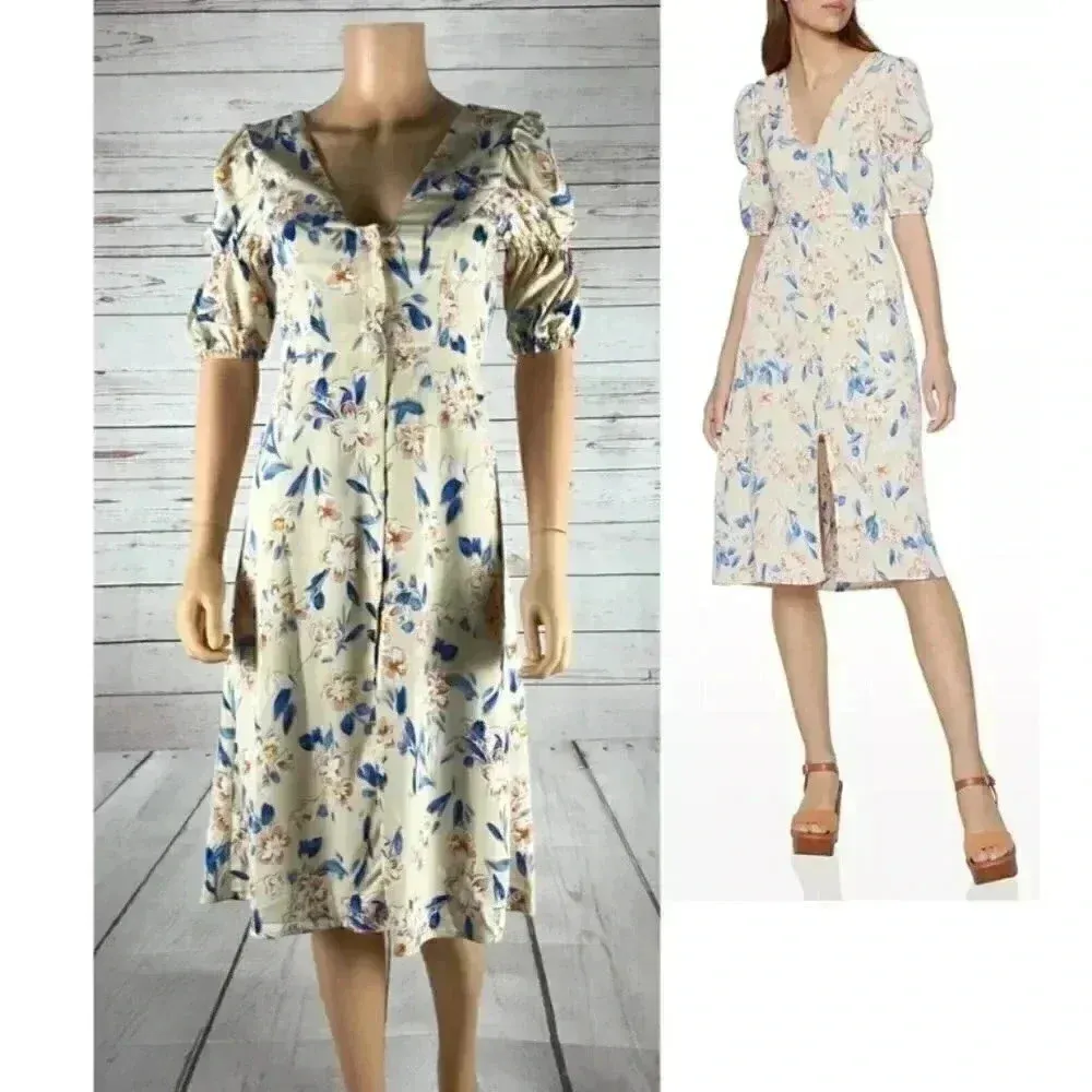 BCB Floral Satin Button-Front Midi Dress Size 0 - Image 2