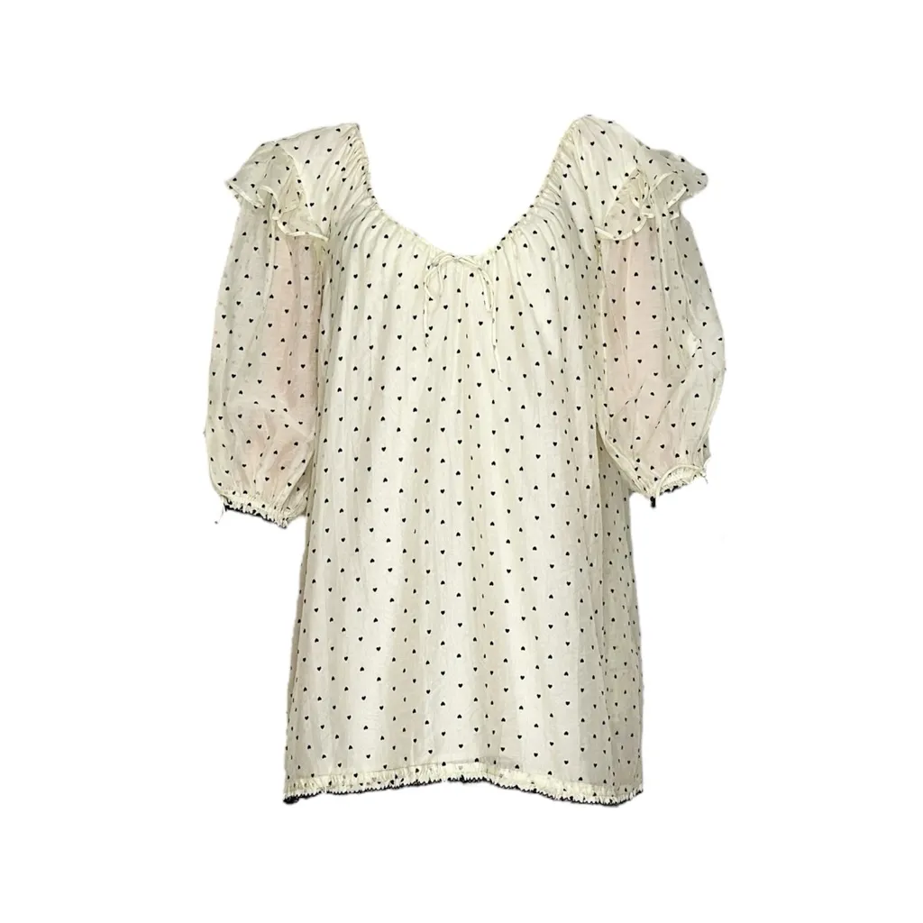 FOR LOVE & LEMONS Eden Velvet Hearts Mini Dress, Cream, XS - Image 6