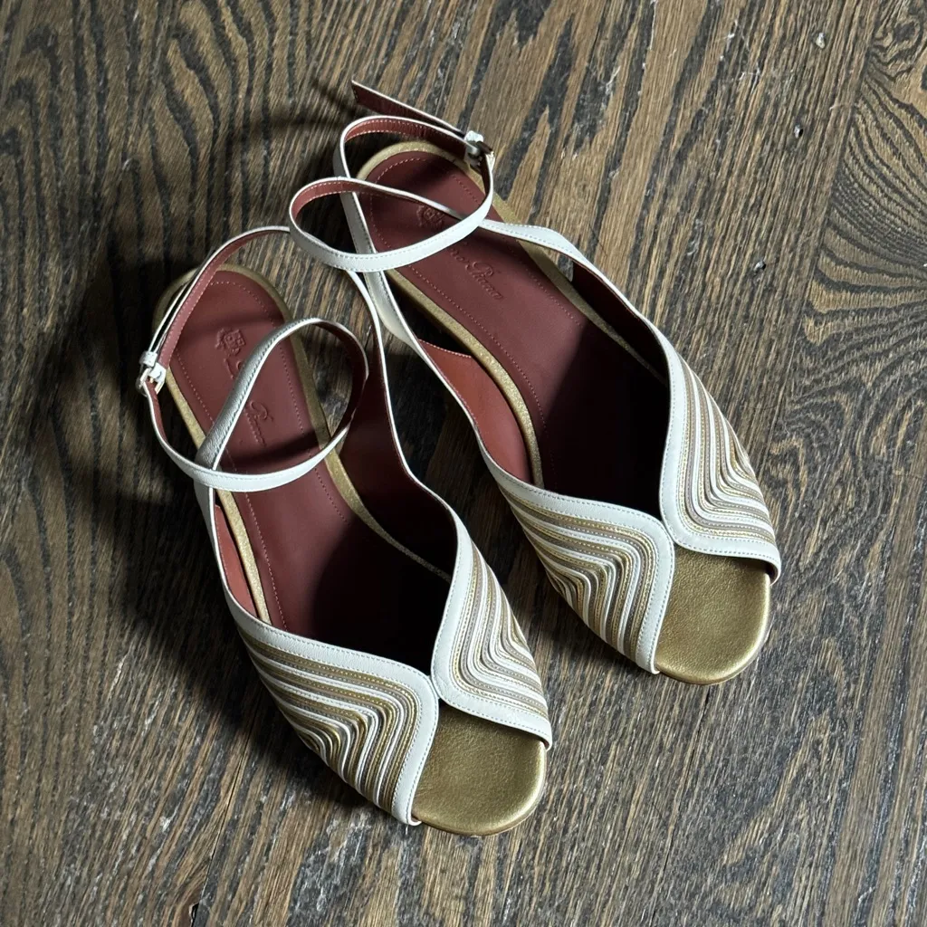 Loro Piana Calella Bicolor Leather Flat Sandals size women’s 8 - Image 2
