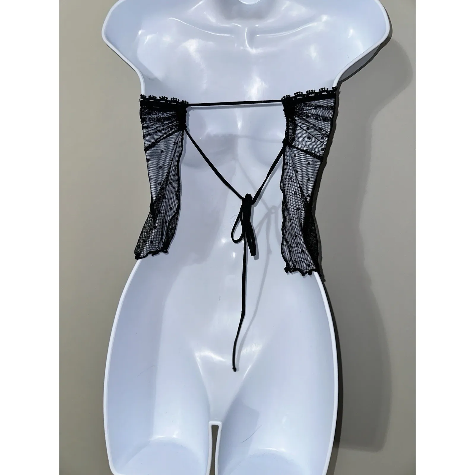 Lucy In The Sky Dotted Strapless Babydoll Top in Black‎ NWOT Size S - Image 6