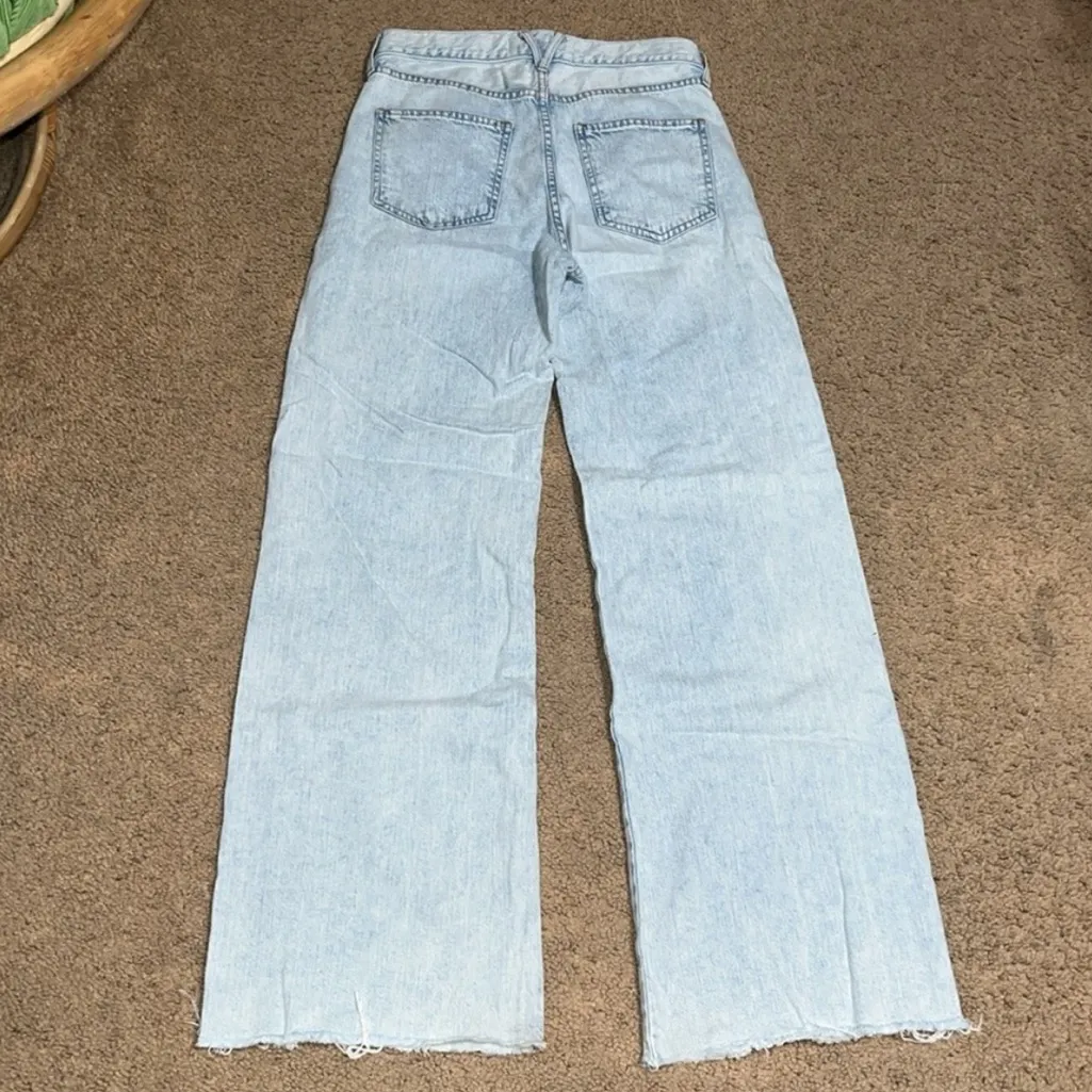 Veronica Beard‎ Taylor Cropped Wide Leg High Waist Raw Hem Jean Pale Stone 27 - Image 6