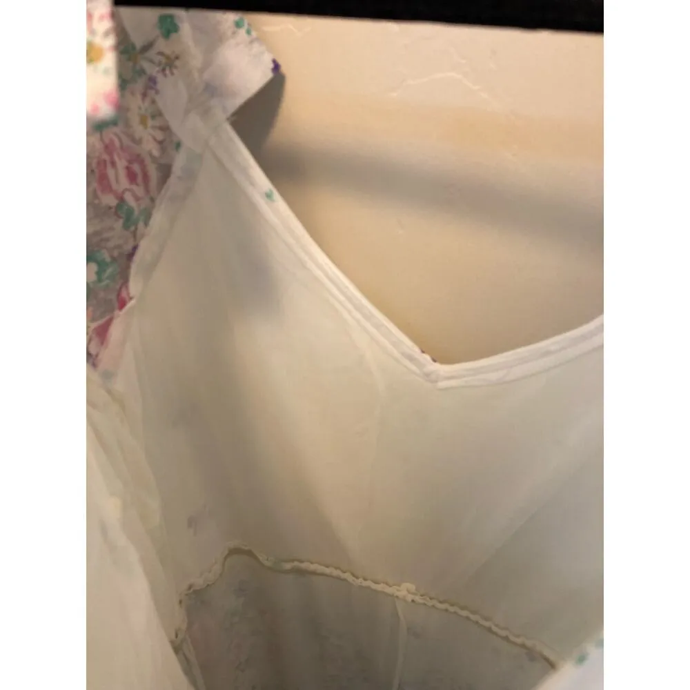 Vintage Short Sleeve Maxi Length Dainty Floral Flowy Summer Dress Size Medium - Image 9