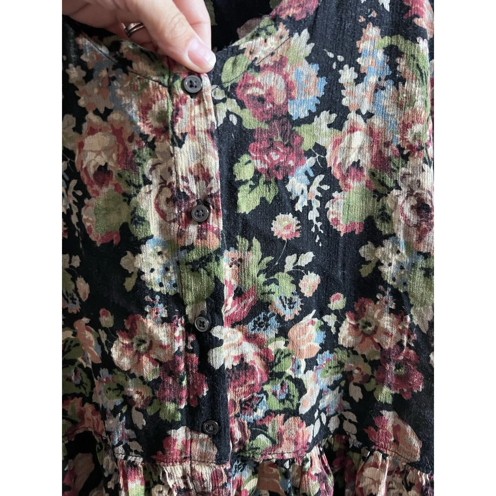 Ralph Lauren Women Tunic Top Mini Dress Size Large Pocket Floral V Neck Cottage - Image 7