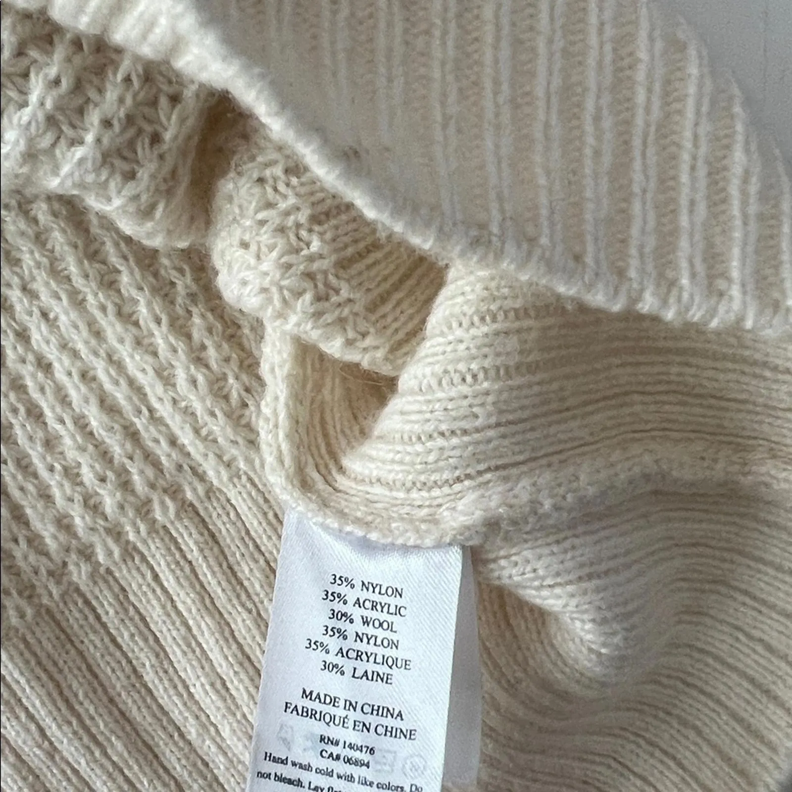FAHERTY Throwback Side Stripe Cream Knit Crewneck Sweater XS $148 - Image 8
