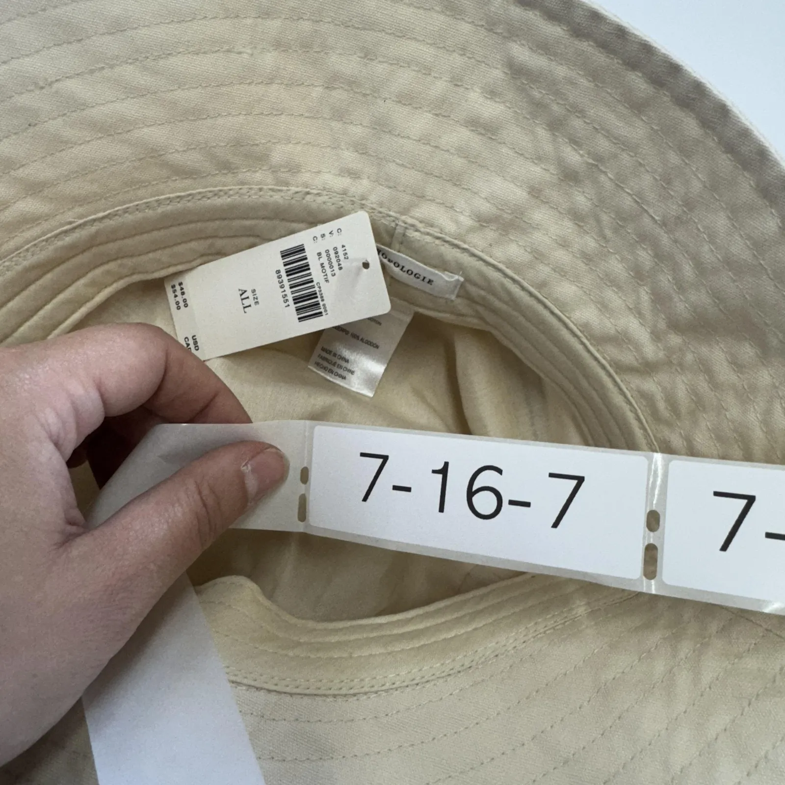Anthropologie Hat Bucket Womens One‎ Size Beige Blue Red Striped Cotton - Image 13