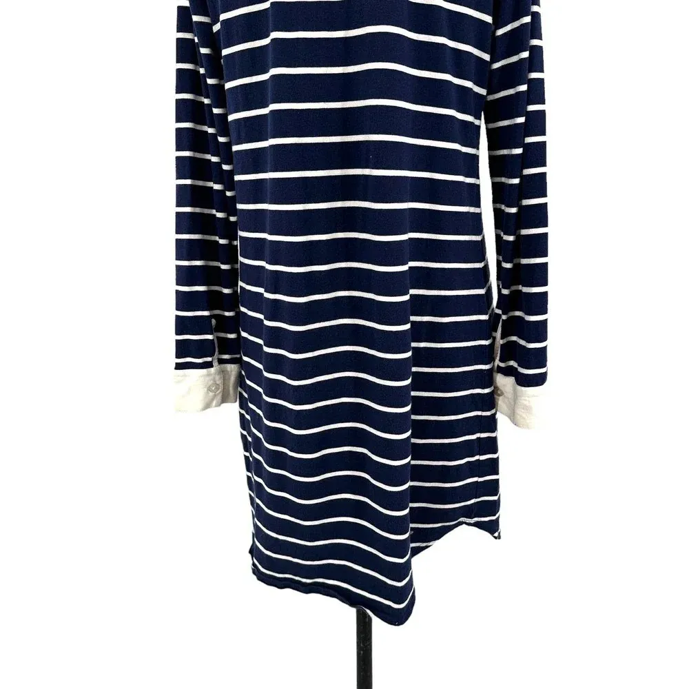 Coolibar Navy Blue Striped Polo‎ Long Sleeve Tunic Dress Size Small - Image 9