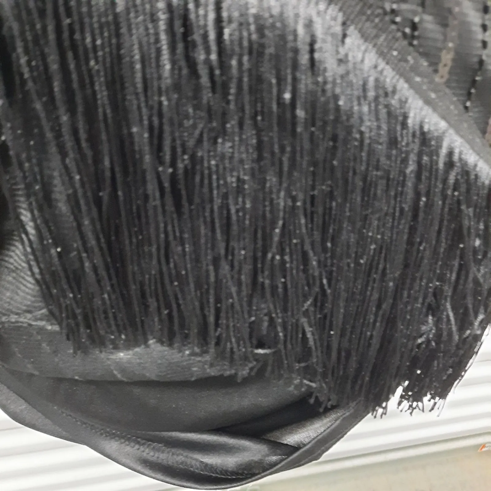 Vintage Black Beaded Fringe Dress Womens Small Whimsigoth Dark Romantic Gothic - Image 10