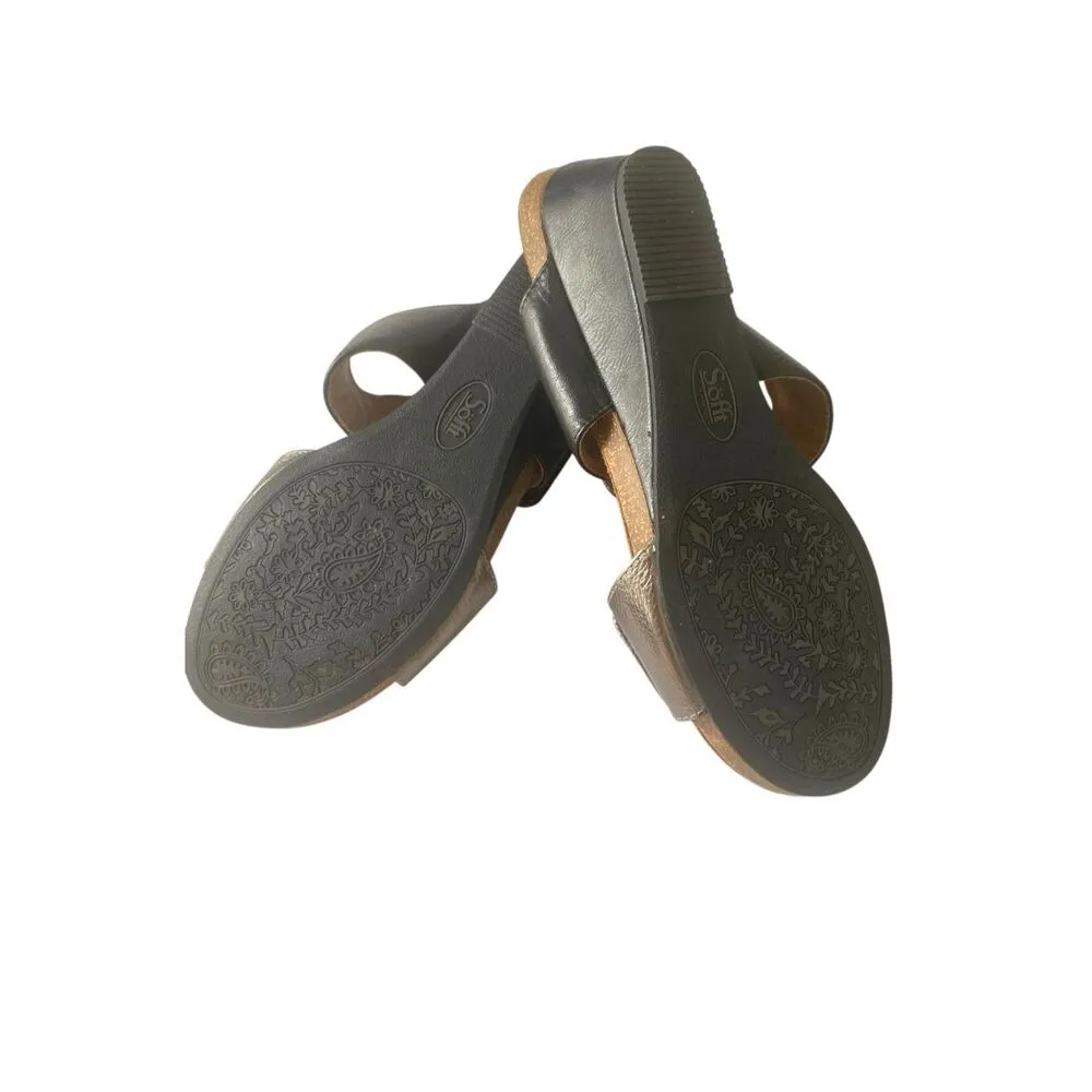 Sofft All Leather Metallic Adjustable Strap s Sandals Sz 9.5 Black - Image 4