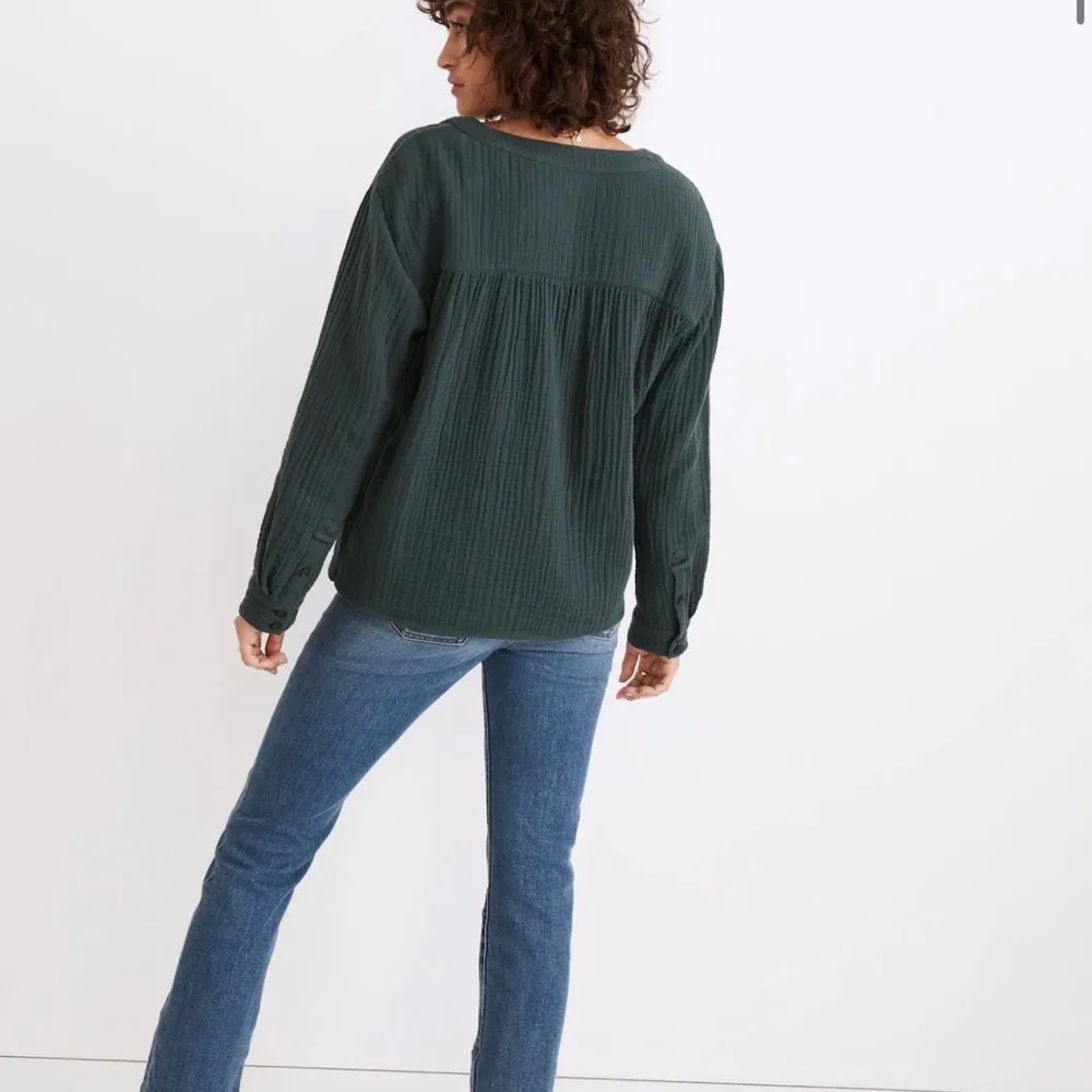 Madewell Lightspun Evert Top Midnight Green Size M - Image 3
