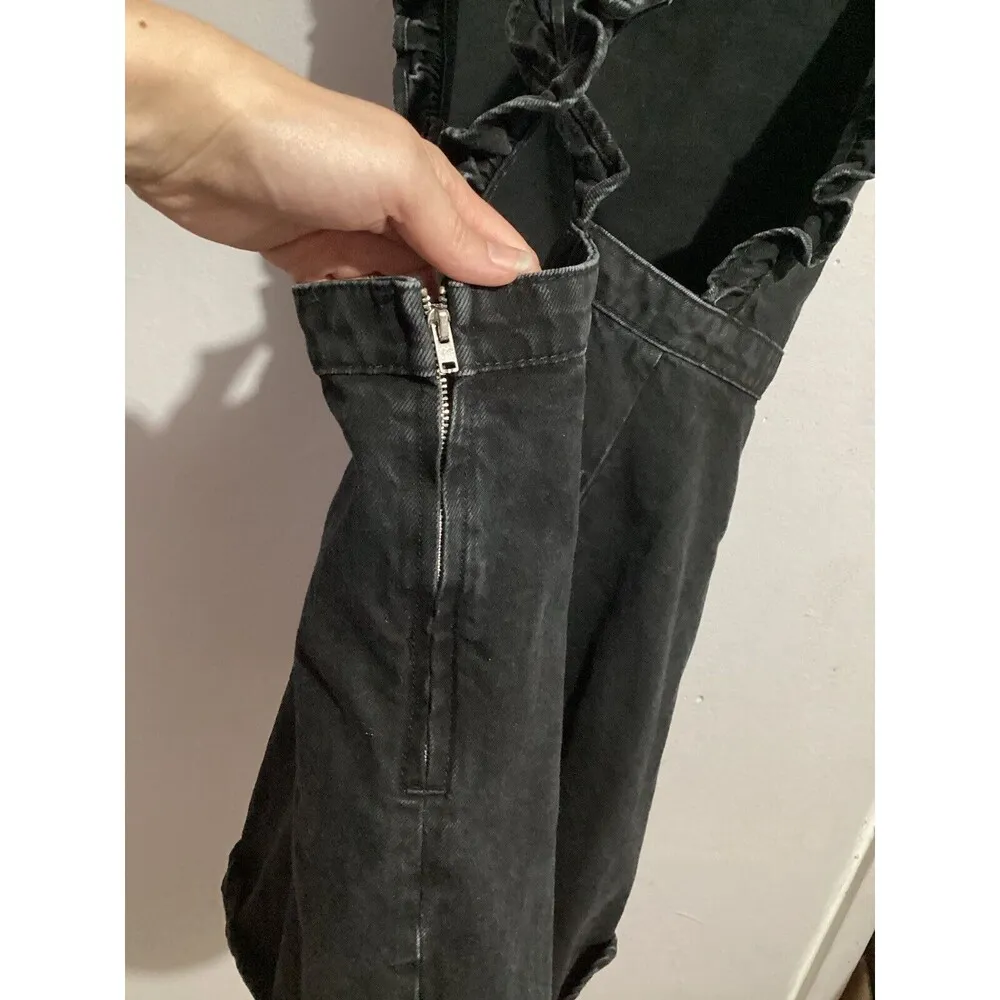 ASOS Washed Black Denim Mini Dress Sleeveless Criss Cross Back Size 14 - Image 5